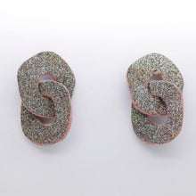 Charger l'image dans la galerie, Boucles d'oreilles en cuir •DAGDA• à paillettes