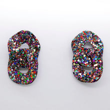 Charger l'image dans la galerie, Boucles d'oreilles en cuir •DAGDA• à paillettes