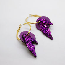 Charger l'image dans la galerie, Boucles d'oreilles en cuir •ROSALIA• violettes