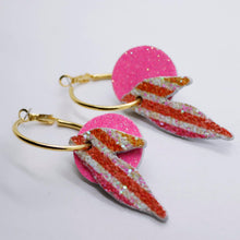 Charger l'image dans la galerie, Boucles d'oreilles en cuir •ROSALIA• à paillettes