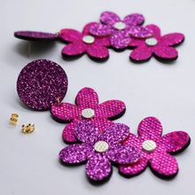 Charger l'image dans la galerie, Boucles d'oreilles en cuir •NENETTE• à paillettes