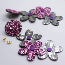 Charger l'image dans la galerie, Boucles d'oreilles en cuir •NENETTE• à paillettes