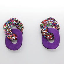 Charger l'image dans la galerie, Boucles d'oreilles en cuir •DAGDA• à paillettes
