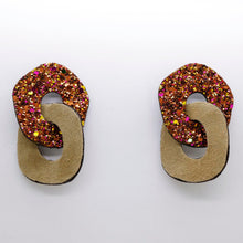 Charger l'image dans la galerie, Boucles d'oreilles en cuir •DAGDA• à paillettes