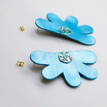 Charger l'image dans la galerie, Boucles d'oreilles en cuir •AUBA• bleues