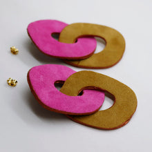 Charger l'image dans la galerie, Boucles d'oreilles en cuir •DAGDA• bicolores