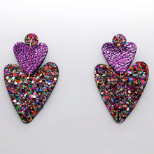 Charger l'image dans la galerie, Boucles d'oreilles en cuir •BELLÄ• à paillettes