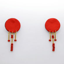 Charger l'image dans la galerie, Boucles d'oreilles en cuir •MINI-SUNI• rouges