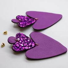 Charger l'image dans la galerie, Boucles d'oreilles en cuir •BELLÄ• à paillettes