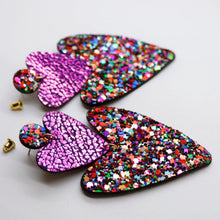 Charger l'image dans la galerie, Boucles d'oreilles en cuir •BELLÄ• à paillettes
