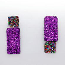 Charger l'image dans la galerie, Boucles d'oreilles en cuir •GYNE• à paillettes