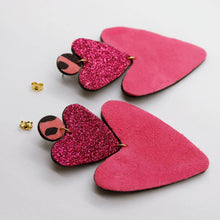 Charger l'image dans la galerie, Boucles d'oreilles en cuir •BELLÄ• à paillettes