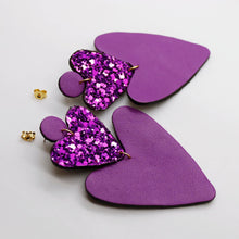 Charger l'image dans la galerie, Boucles d'oreilles en cuir •BELLÄ• à paillettes