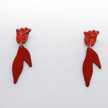 Charger l'image dans la galerie, Boucles d'oreilles en cuir •BIBA• rouges
