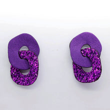 Charger l'image dans la galerie, Boucles d'oreilles en cuir •DAGDA• à paillettes