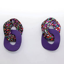 Charger l'image dans la galerie, Boucles d'oreilles en cuir •DAGDA• à paillettes