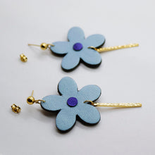 Charger l'image dans la galerie, Boucles d'oreilles en cuir •MILA• bleues