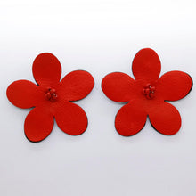 Charger l'image dans la galerie, Boucles d'oreilles en cuir •RITA• rouges