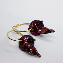 Charger l'image dans la galerie, Boucles d'oreilles en cuir •ROSALIA• à paillettes