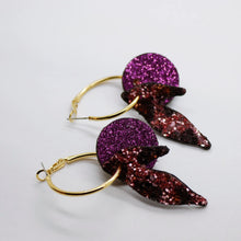 Charger l'image dans la galerie, Boucles d'oreilles en cuir •ROSALIA• à paillettes