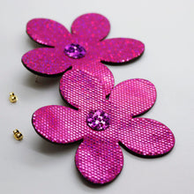 Charger l'image dans la galerie, Boucles d'oreilles en cuir •RITA• pailletées
