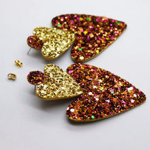 Charger l'image dans la galerie, Boucles d'oreilles en cuir •BELLÄ• à paillettes