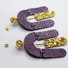 Charger l'image dans la galerie, Boucles d'oreilles en cuir •SOCA• à paillettes