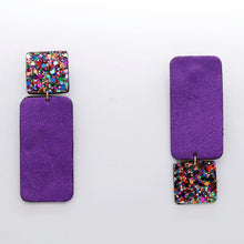 Charger l'image dans la galerie, Boucles d'oreilles en cuir •GYNE• à paillettes