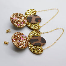 Charger l'image dans la galerie, Boucles d'oreilles en cuir •ELISE• à paillettes