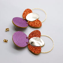 Charger l'image dans la galerie, Boucles d'oreilles en cuir •ELISE• violet