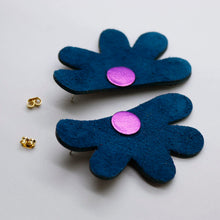 Charger l'image dans la galerie, Boucles d'oreilles en cuir •AUBA• bleues