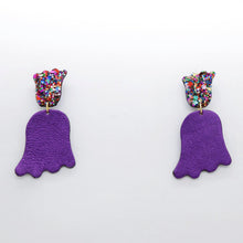 Charger l'image dans la galerie, Boucles d'oreilles en cuir •PETULA• violettes
