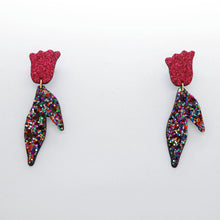 Charger l'image dans la galerie, Boucles d'oreilles en cuir •BIBA• à paillettes