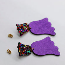 Charger l'image dans la galerie, Boucles d'oreilles en cuir •PETULA• violettes