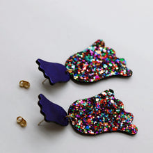 Charger l'image dans la galerie, Boucles d'oreilles en cuir •PETULA• à paillettes