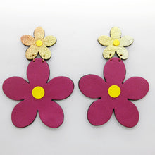 Charger l'image dans la galerie, Boucles d'oreilles en cuir •FLORBA• violettes