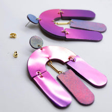 Charger l'image dans la galerie, Boucles d'oreilles en cuir •SOCA• sunset
