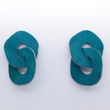 Charger l'image dans la galerie, Boucles d'oreilles en cuir •DAGDA• bleu canard