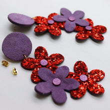 Charger l'image dans la galerie, Boucles d'oreilles en cuir •NENETTE• violettes