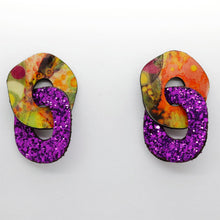 Charger l'image dans la galerie, Boucles d'oreilles en cuir •DAGDA• à paillettes