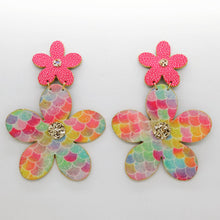 Charger l'image dans la galerie, Boucles d'oreilles en cuir •FLORBA• arc-en-ciel