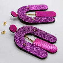 Charger l'image dans la galerie, Boucles d'oreilles en cuir •SOCA• à paillettes