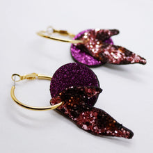 Charger l'image dans la galerie, Boucles d'oreilles en cuir •ROSALIA• à paillettes