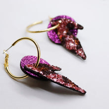 Charger l'image dans la galerie, Boucles d'oreilles en cuir •ROSALIA• à paillettes