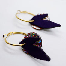 Charger l'image dans la galerie, Boucles d'oreilles en cuir •ROSALIA• violettes