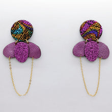 Charger l'image dans la galerie, Boucles d'oreilles en cuir •ELISE• violettes