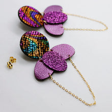 Charger l'image dans la galerie, Boucles d'oreilles en cuir •ELISE• violettes