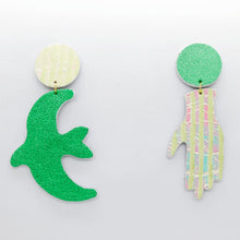 Charger l'image dans la galerie, Boucles d'oreilles en cuir •GIGI• vertes