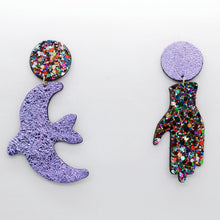 Charger l'image dans la galerie, Boucles d'oreilles en cuir •GIGI• à paillettes