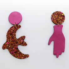 Charger l'image dans la galerie, Boucles d'oreilles en cuir •GIGI• à paillettes